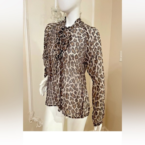 BLUMARIME Leopard Print Blouse Size 46IT NWT - Picture 2 of 11